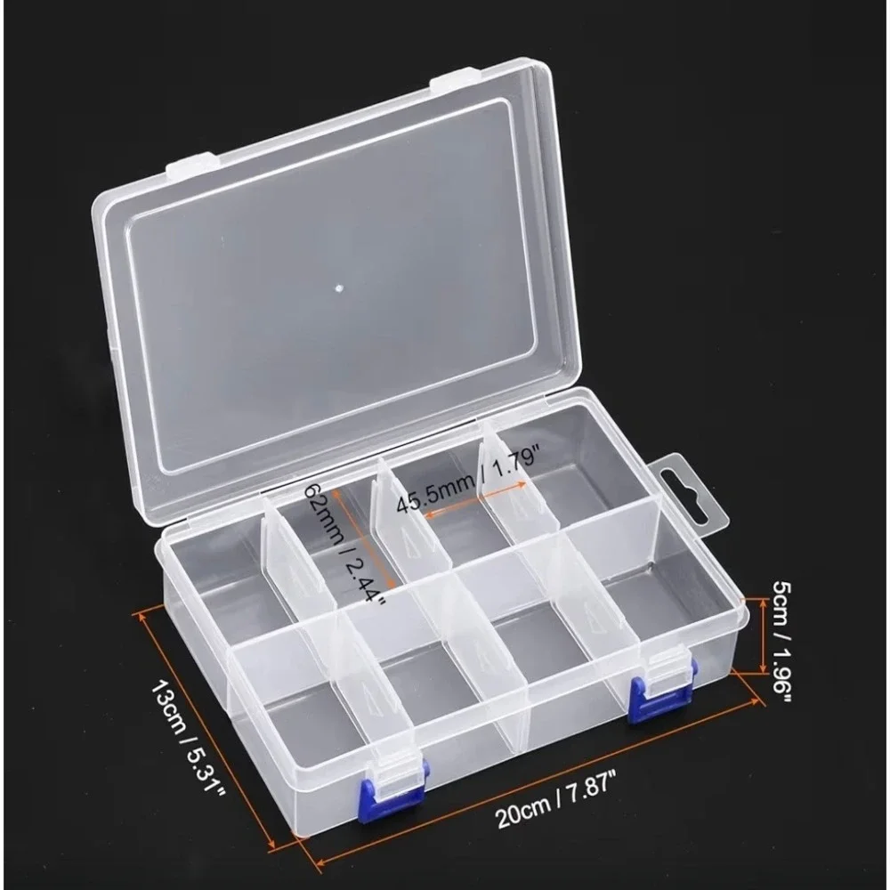 Harfington 4pcs Component Storage Box 8 Grids PP Electronic Organizer Clear Blue